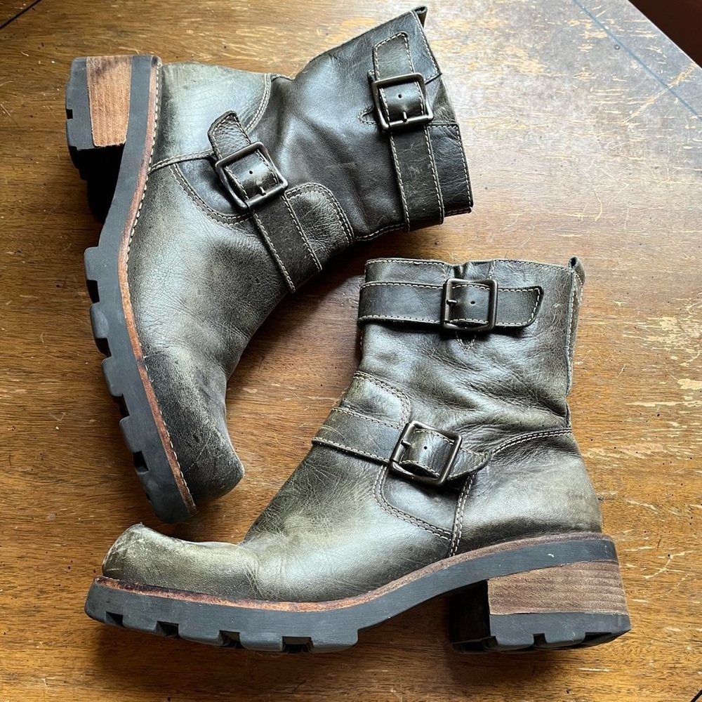 leather moto biker boots